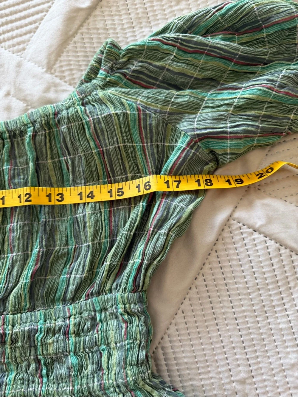 Free People Vivi smocked  Green Plaid Peasant Top - Women